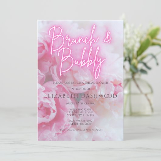 ドリーミーピンクペオニーフローラブライダルシャワーブランチ 招待状 (スタンド正面)