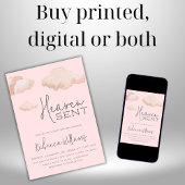 ドリーミーピンク天国送信スカイテーマガールベビーシャワー 招待状