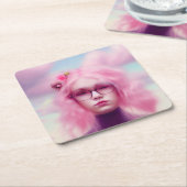 ドリーミーピンク スクエアペーパーコースター (アングル)