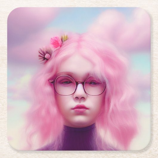 ドリーミーピンク スクエアペーパーコースター (正面)