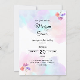 ドリーミーピンク&ブルー結婚式招待状 招待状