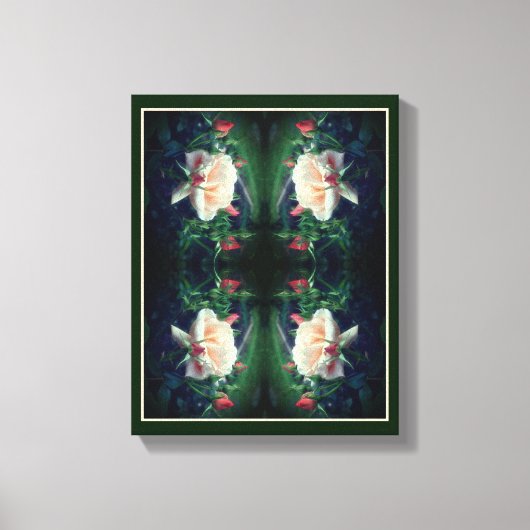 ドリーミーピーチバラ&ブズ抽象芸術 キャンバスプリント (正面)