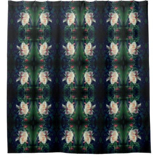 ドリーミーピーチバラ&ブズ抽象芸術 シャワーカーテン (正面)