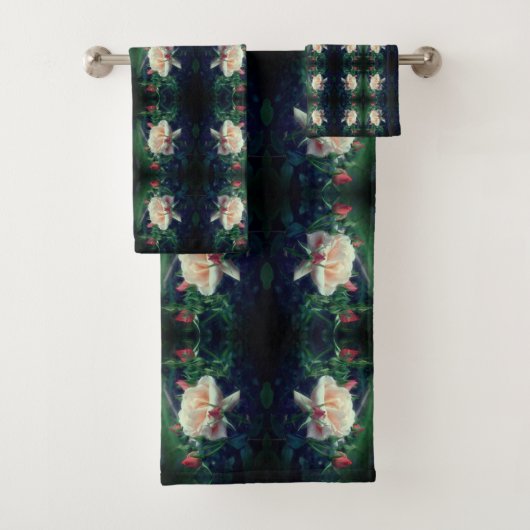 ドリーミーピーチバラ&ブズ抽象芸術 バスタオルセット (インサイチュ)