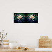 ドリーミーピーチバラ&ブズ鏡抽象芸術 ポスター (キッチン)