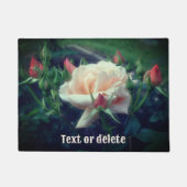 ドリーミーピーチバラ&ローズブドフラワーパーソナライズされた ドアマット (正面)