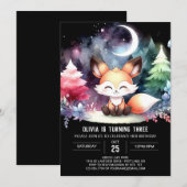 ドリーミーファンタジーキツネ誕生日 招待状 (正面/裏面)