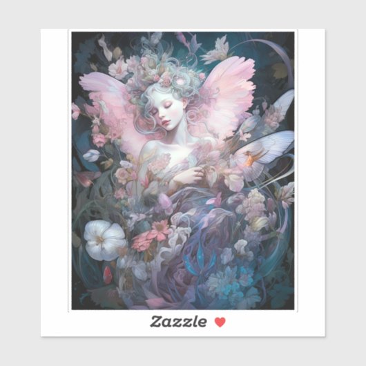 ドリーミーフェアリーガールピンクブルーファンタジーアート シール (シート)