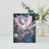 ドリーミーフェアリーガールピンクブルーファンタジーアート ポストカード (スタンド正面)