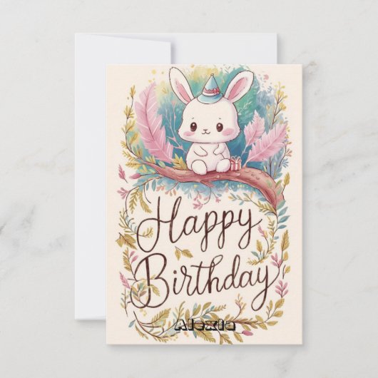 ドリーミーフォレストバニーデジタル誕生日 カード (正面)