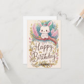 ドリーミーフォレストバニーデジタル誕生日 カード (正面/裏面インサイチュ)