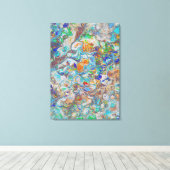 ドリーミーフローラアブストラクション – ヴィンテージボホ自然 キャンバスプリント (インサイチュ (ウッドフロア))