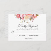 ドリーミーフローラウォーターカラーブーケRSVP 出欠カード (正面/裏面)