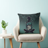 ドリーミーフローラシルエットとティール（緑がかった色）《写真》ぼけ味 クッション (椅子)