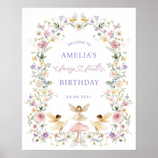 ドリーミーフローラフェアリー最初の1歳の誕生日へようこそ ポスター (正面)