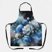 ドリーミーブルーとホワイトローズ エプロン (正面)