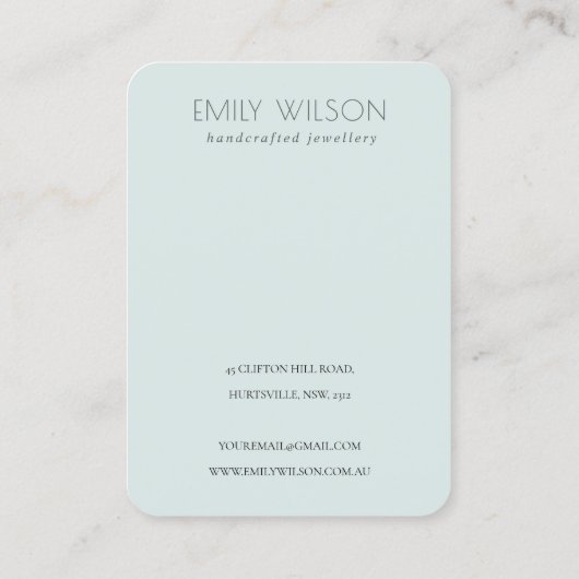 ドリーミーブルーアクアバタフライロゴネックレスディスプレイ 名刺 (裏面)