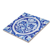 ドリーミーブルーウォーターカラーアカントゥスリーフデザイン タイル (側面)