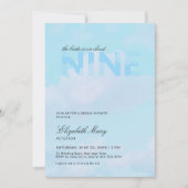 ドリーミーブルークラウド9モダンエレガントブライダルシャワー 招待状 (正面)