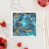 ドリーミーブルーティール(緑がかった色)と金ゴールド スタンダードカクテルナプキン (インサイチュ)