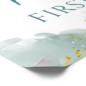 ドリーミーブルーバルーンファースト誕生日ボーイグリッター ポスター (角)