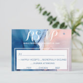 *~*ドリーミーブルーピンク水彩モダントレンディー 出欠カード (スタンド正面)