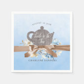 ドリーミーブルーフローラ&ボウブライダルティー スタンダードカクテルナプキン (正面)