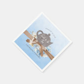 ドリーミーブルーフローラ&ボウブライダルティー スタンダードカクテルナプキン (角)