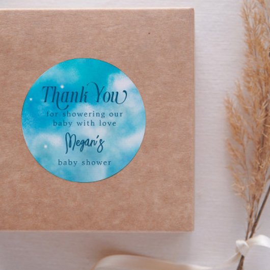 ドリーミーブルー天国がベビーシャワーを送信 ラウンドシール