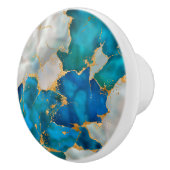 ドリーミーブルー、ティール(緑がかった色)、パール、金ゴールド セラミックノブ (右)