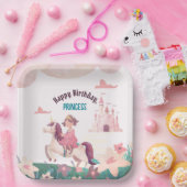 ドリーミープリンセスライディングユニコーンスクエア紙プレート ペーパープレート (パーティー)