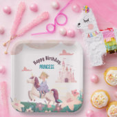 ドリーミープリンセスライディングユニコーンスクエア紙プレート ペーパープレート (パーティー)