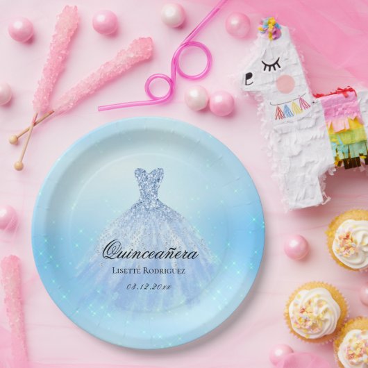 ドリーミーベビーブルーキンセアニェラカスタムホテル ペーパープレート (パーティー)