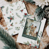 ドリーミーホリデーウォーターカラーフローラクリスマスカード シーズンカード