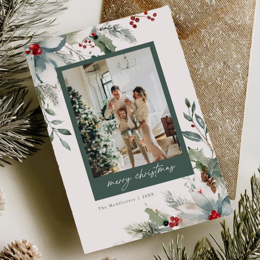 ドリーミーホリデーウォーターカラーフローラクリスマスカード シーズンカード