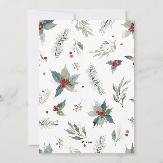 ドリーミーホリデーウォーターカラーフローラクリスマスカード シーズンカード (裏面)