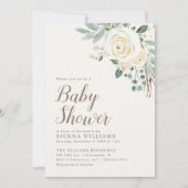 ドリーミーホワイトウィンターフローラベビーシャワー招待状 セーブザデート (正面)