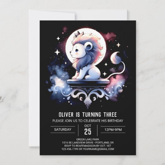 ドリーミーマジカルライオン誕生日 招待状 (正面)