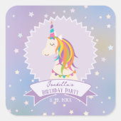 ドリーミーマジカルレインボーユニコーンガーリー誕生日 スクエアシール (正面)