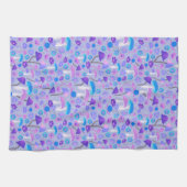 ドリーミーマッシュルームフォレストパープルターコイズ キッチンタオル (横)