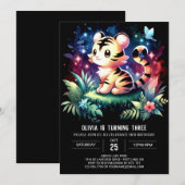 ドリーミーミニマリストタイガー誕生日 招待状 (正面/裏面)