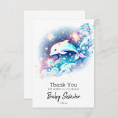 ドリーミーモダンドルフィンベビーシャワー サンキューカード (正面/裏面)