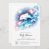 ドリーミーモダンドルフィンベビーシャワー 招待状 (正面/裏面)