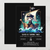 ドリーミーモダンパイレーツ誕生日 招待状 (正面/裏面)