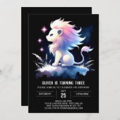 ドリーミーモダンライオン誕生日 招待状 (正面/裏面)