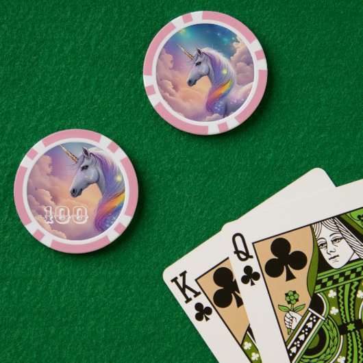 ドリーミーユニコーングリッターパステル銀河系コズミッククラウド ポーカーチップ (ポーカーテーブル (ダブル))