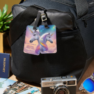 ドリーミーユニコーングリッターパステル銀河系コズミッククラウド ラゲッジタグ