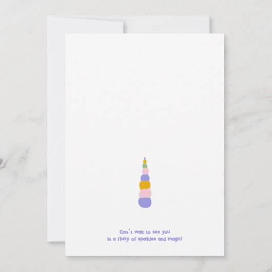 ドリーミーユニコーンライドプリンセスガールバースデーパーティー 招待状 (裏面)