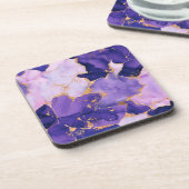 ドリーミーラベンダーアルコールインクと金ゴールド コースター (左側)