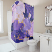 ドリーミーラベンダーアルコールインクと金ゴールド シャワーカーテン (インサイチュ)